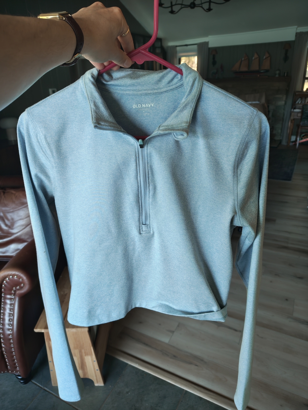 Old Navy Women's Light Blue Half-Zip Sweater